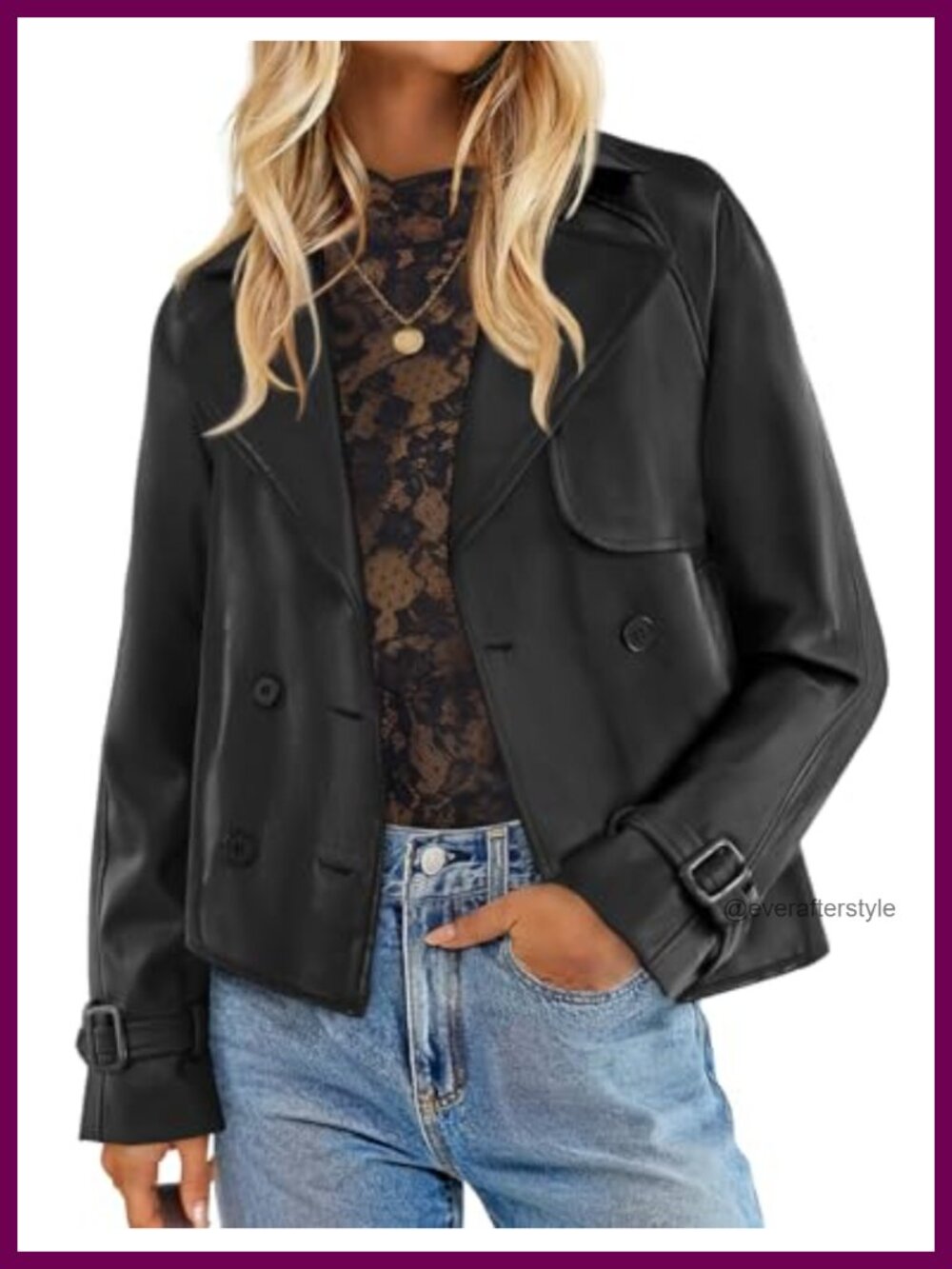 Faux Leather Motorcycle Jacket Button Down Moto Biker Outwear